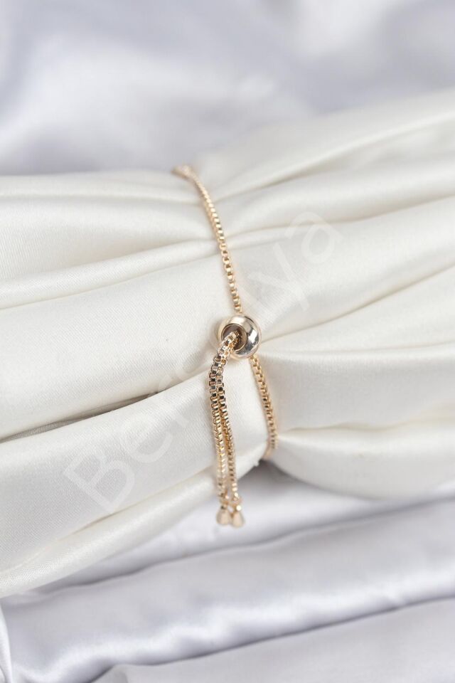 Baget Zirkon Taşlı Çiçek Model Gold Renk Asansörlü Kadın Bileklik