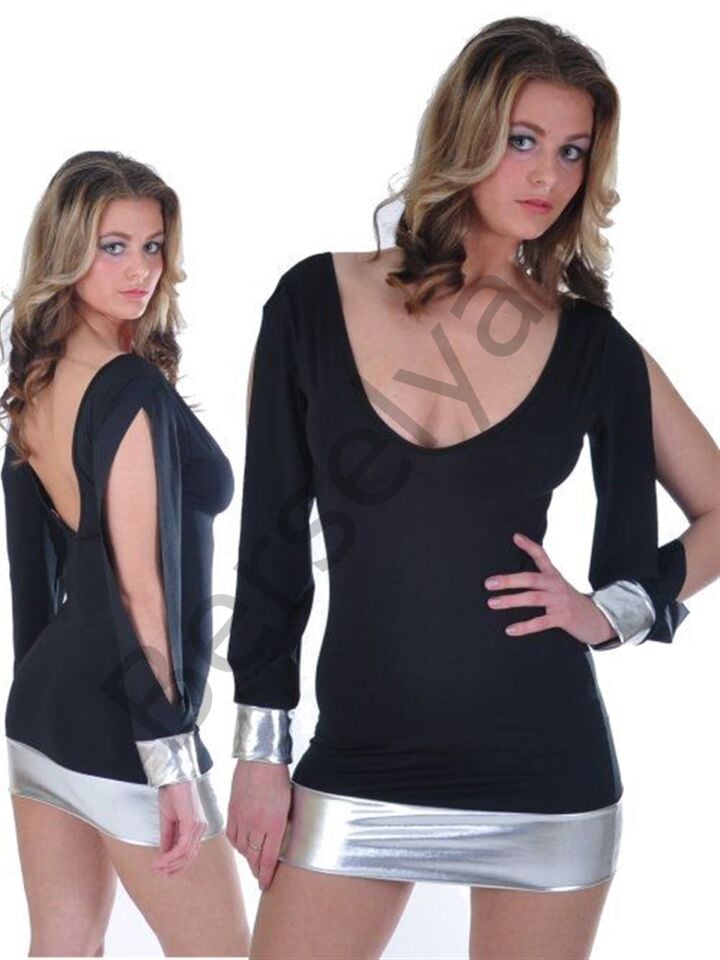 B112117 Açık Kollu Mini Elbise