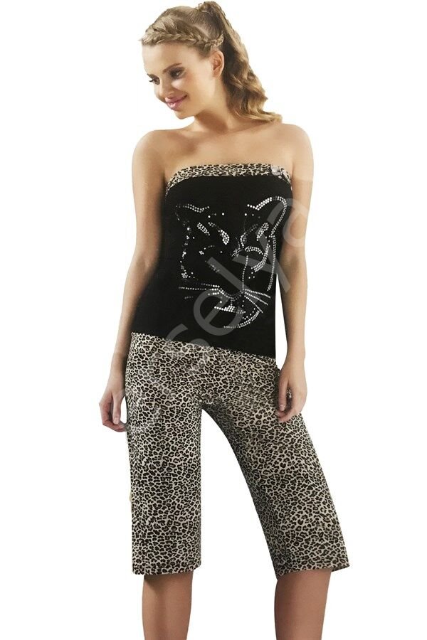 Hmd Kadın Leopar Straplez Kapri Takım 50026