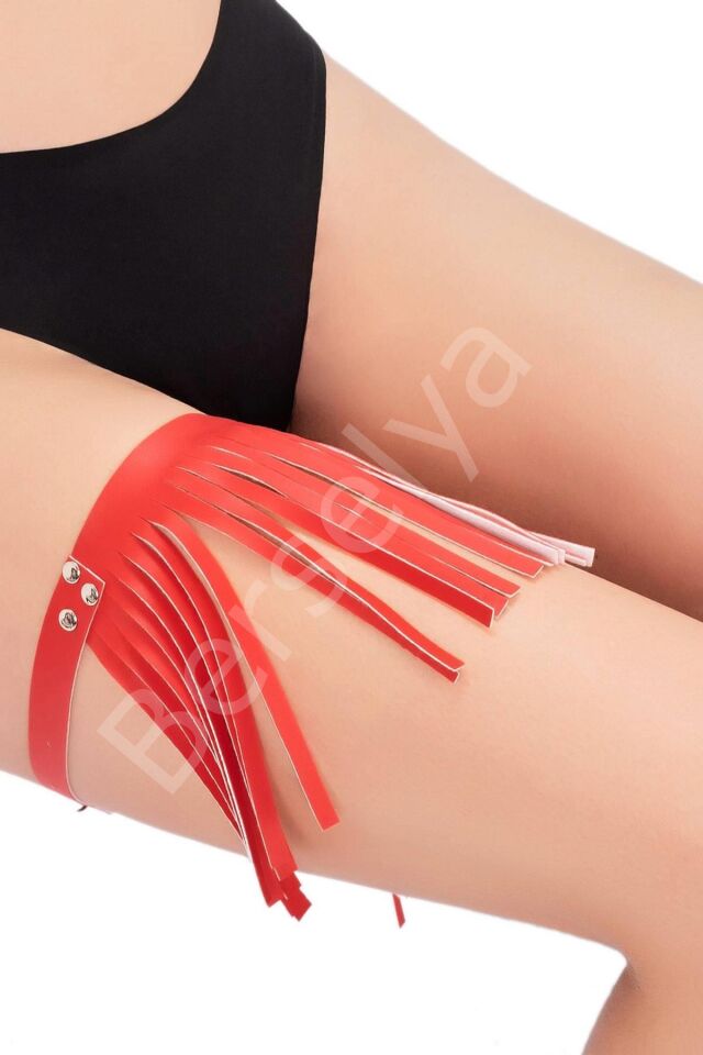 Deri Bacak Bantı Kırmızı Püsküllü  810832