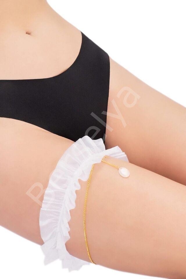 Fantezi Beyaz Bacak Bantı Zincirli  810831