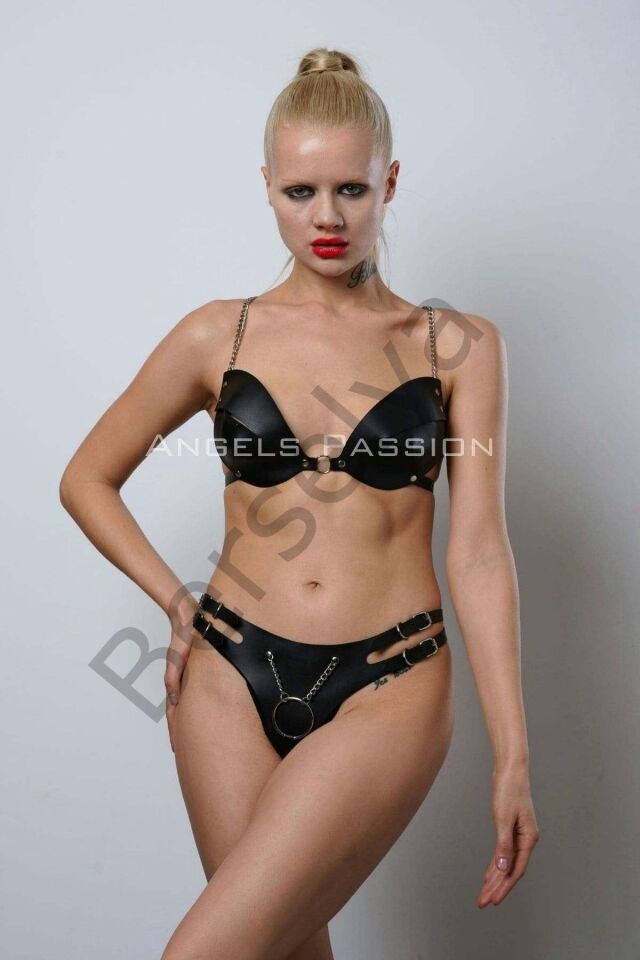 Deri Sütyen Takım, Sexy Deri Fantezi Giyim Sütyen Takım - Brf1223