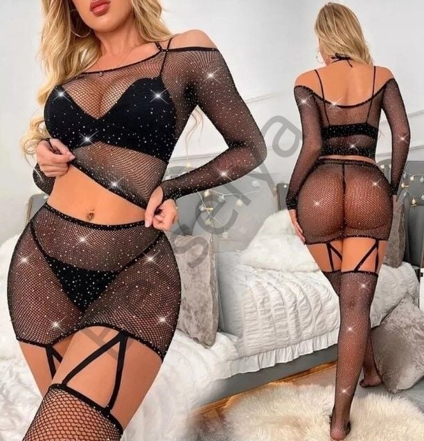 Fantazi Taşlı  File Vücut Çorabı