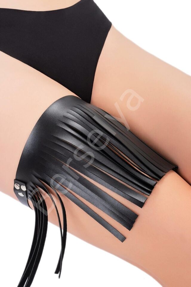 Deri Bacak Bantı Siyah Püsküllü  810829