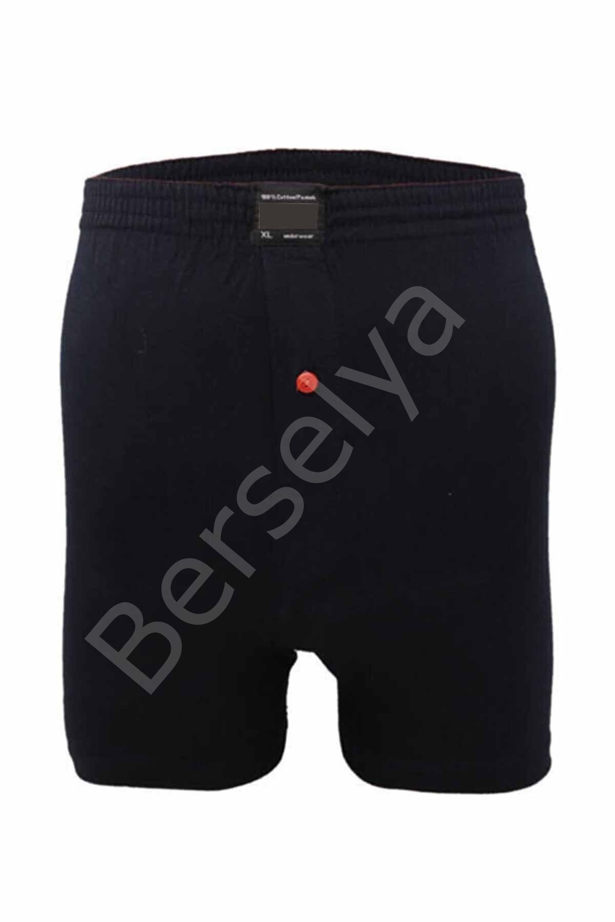 Düğmeli Pamuklu Erkek  Penye Boxer Büyük Beden Lacivert - 1278a