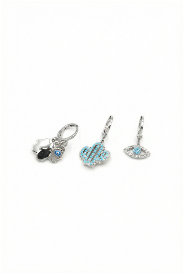 3'lü Halka Küpe - Gümüş Gümüş