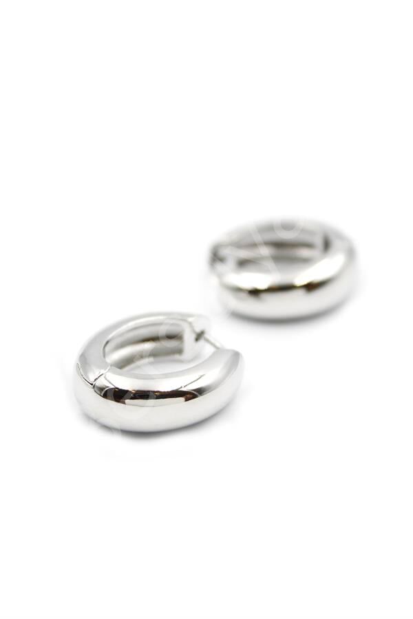 Oval Halka Küpe - Gümüş