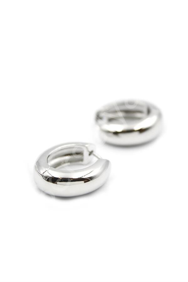 Oval Halka Küpe - Gümüş