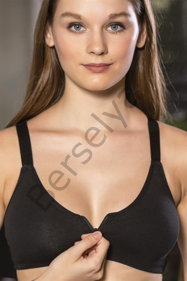 Fermuarlı Pamuklu Sporcu Sütyeni Siyah (brf1061)