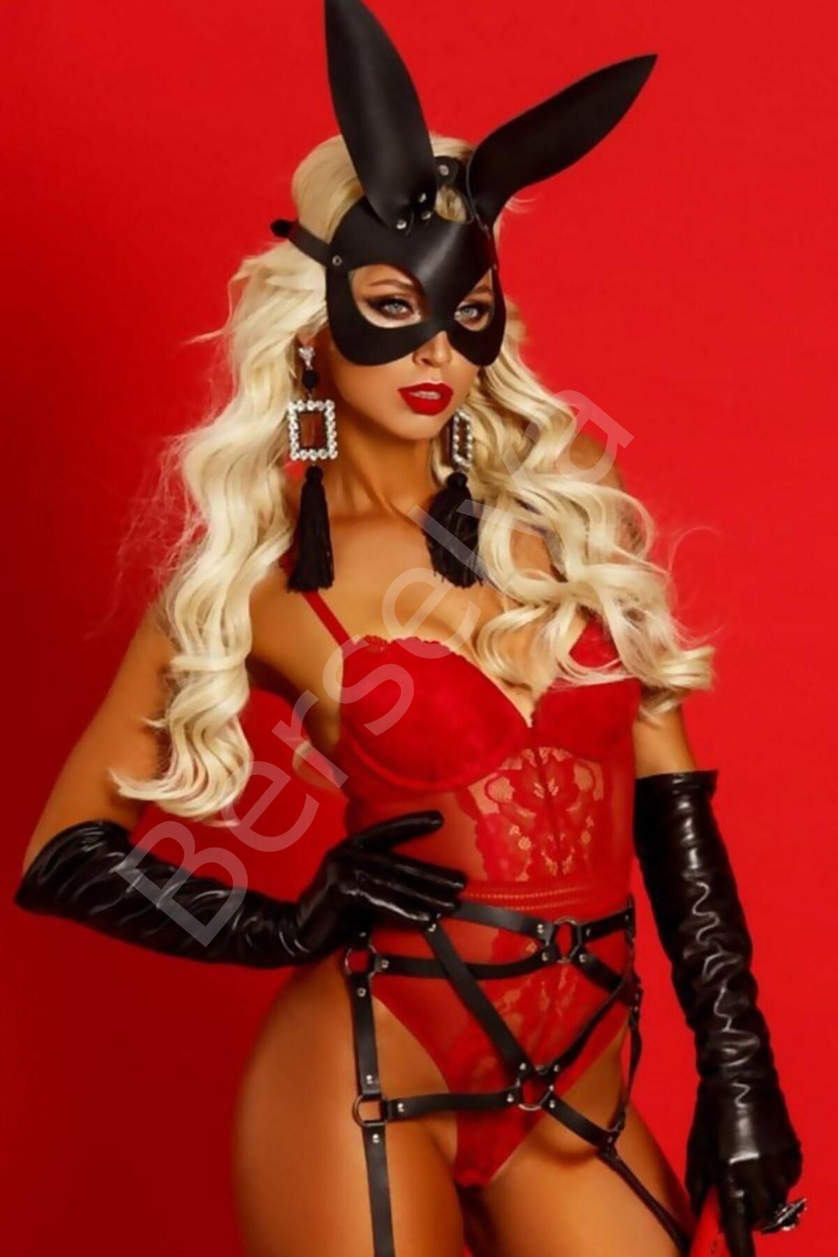 Siyah Maskeli Deri Harness Takım Gd-6050