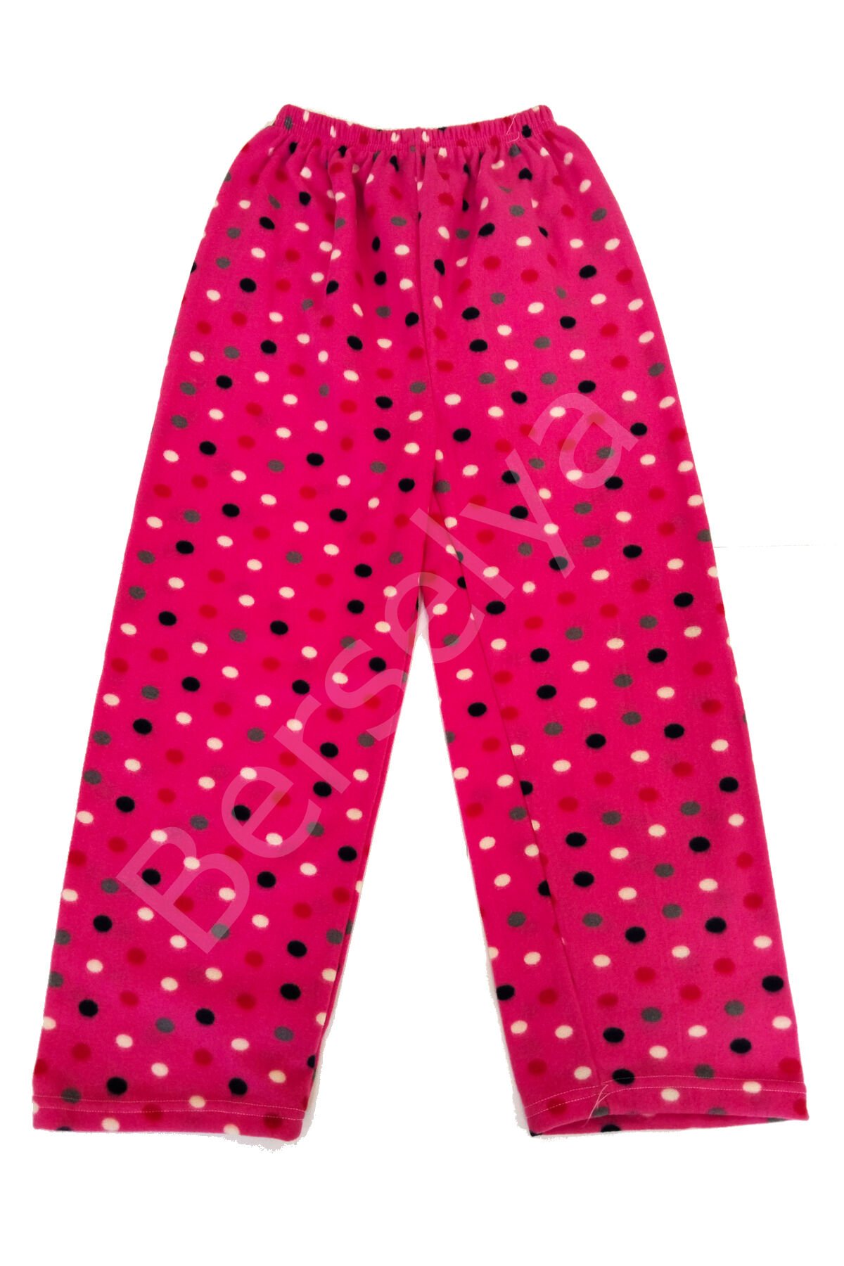 Kadın Polar Pijama Altı Termal Özellikli Pembe Puantiye Desenli Ev Giyim Cepsiz