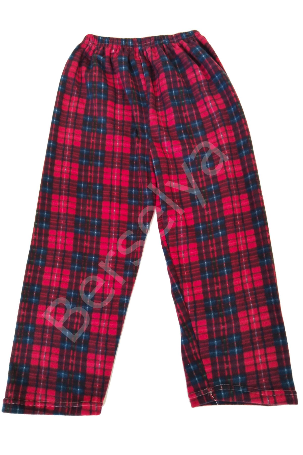 Unisex Polar Pijama Altı Termal Özellikli Kırmızı Ekose Desenli Ev Giyim Cepsiz