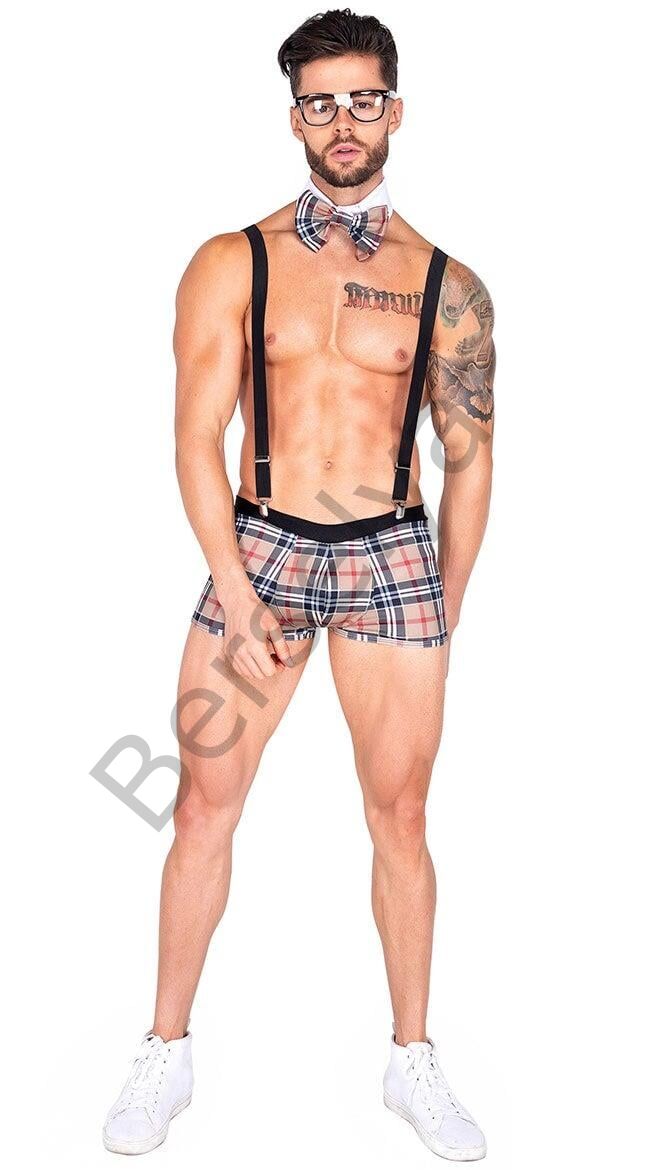 Ekose Desenli Boxerlı Fantezi Erkek Kostüm