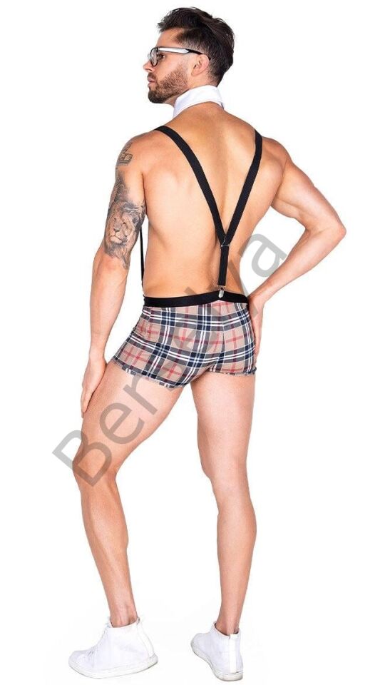 Ekose Desenli Boxerlı Fantezi Erkek Kostüm