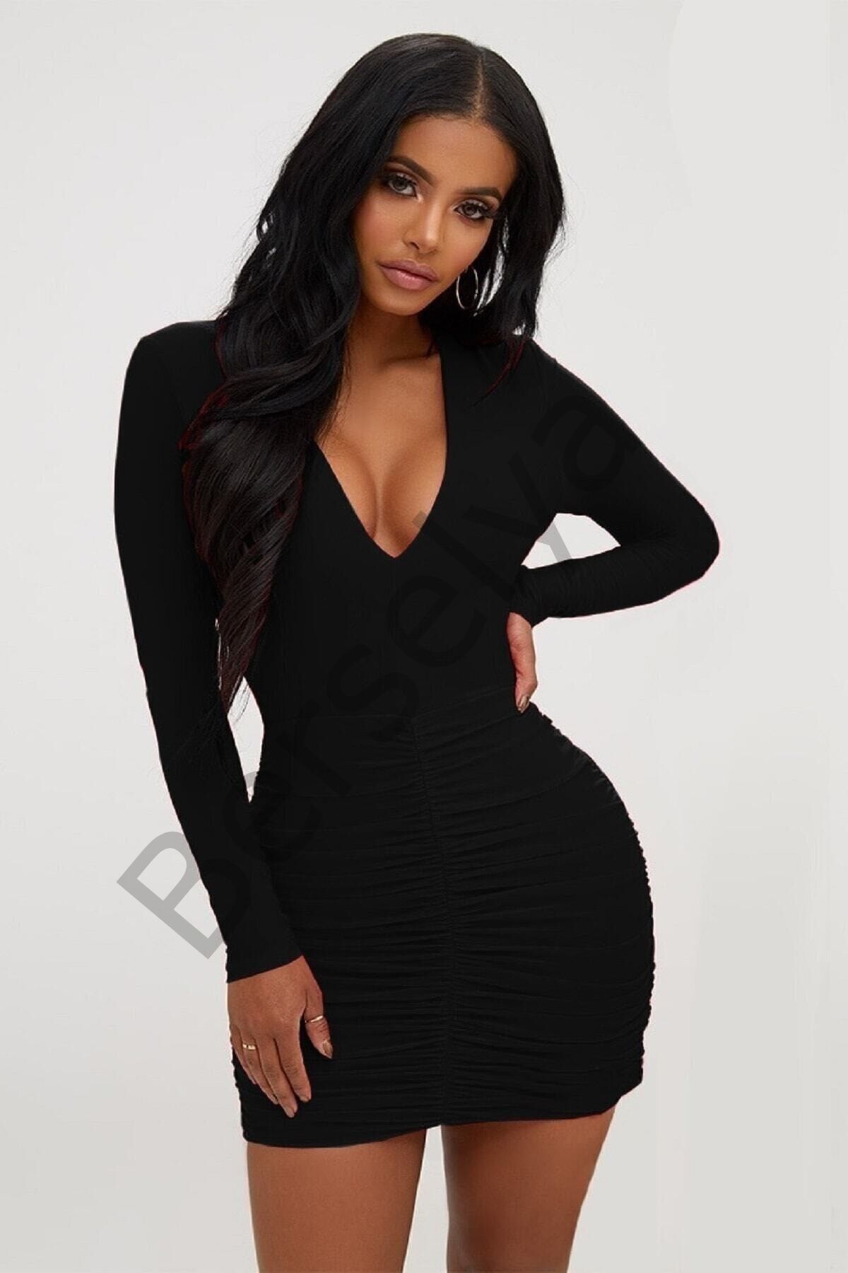 Büzgülü Mini Elbise