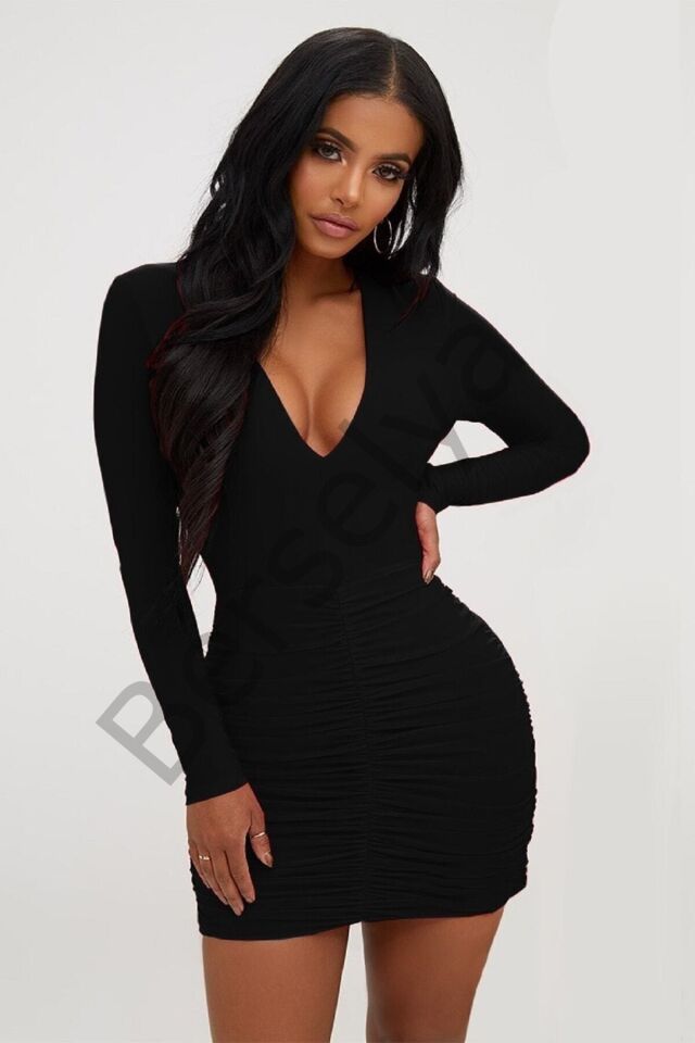 Büzgülü Mini Elbise