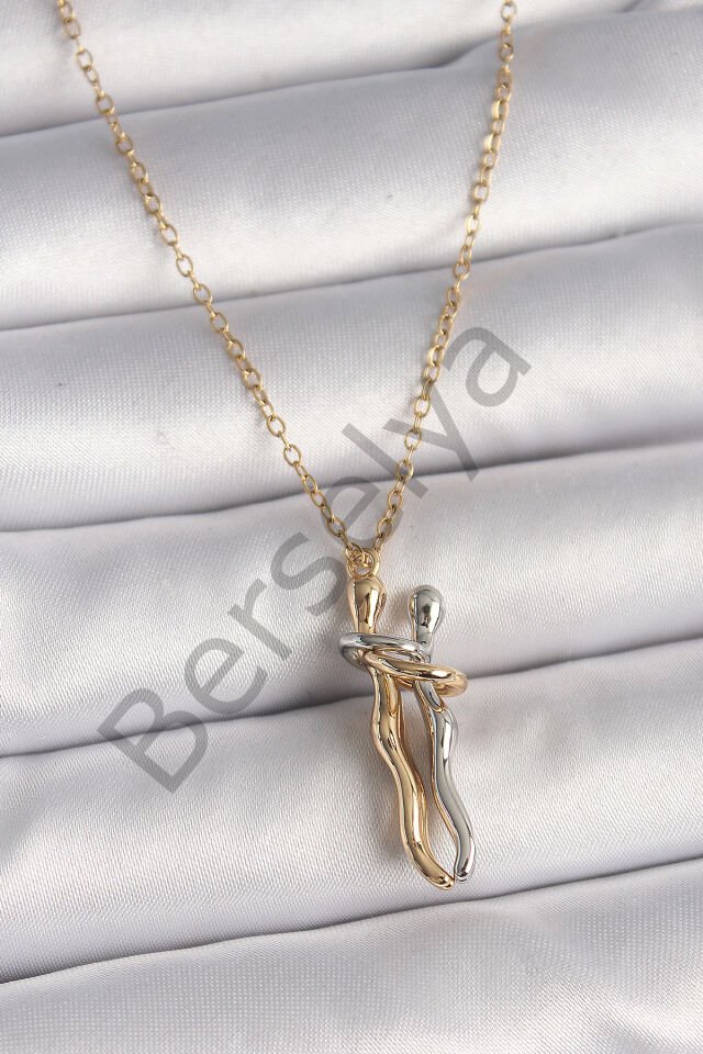 316L Çelik Gold Renk Zincir Renkli Sarılma Model Kadın Kolye