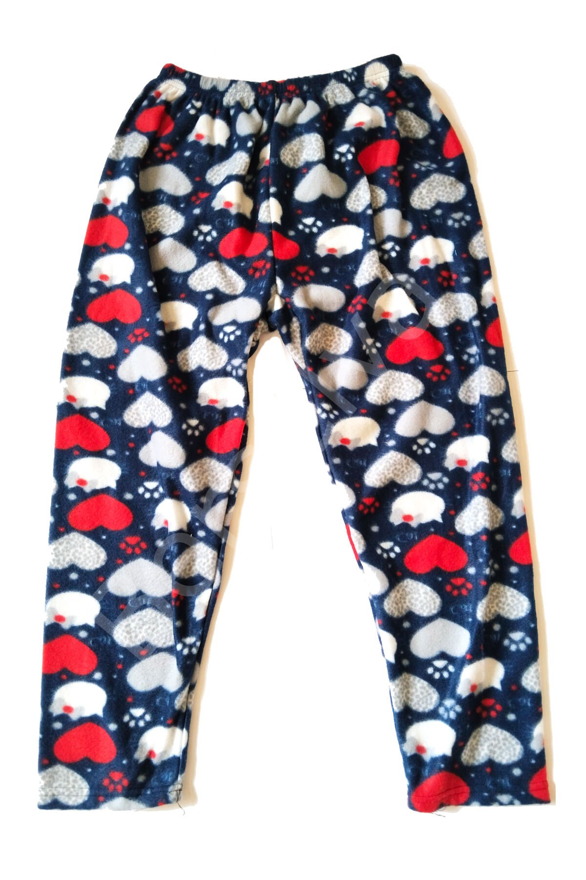 Kadın Polar Pijama Altı Termal Özellikli Kalp Desenli Büyük Beden Ev Giyim Cepsiz