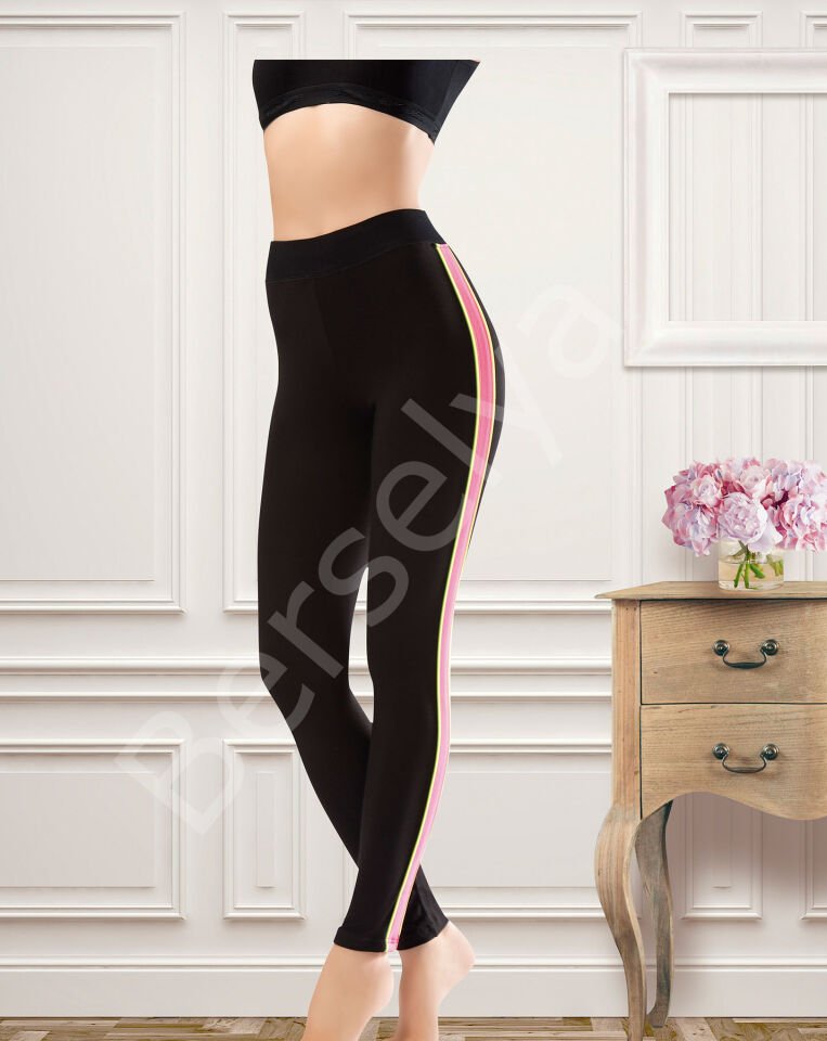 Şeritli Bel Sporcu Kadın Tayt 0529