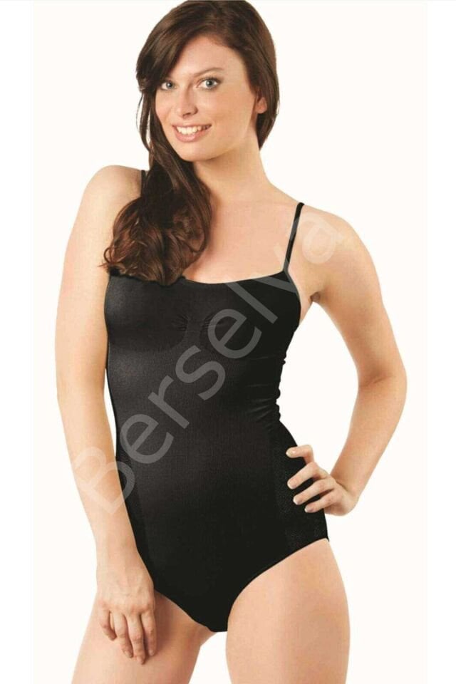 Elit Life İp Askılı Slip Dikişsiz Body Siyah Korse 876
