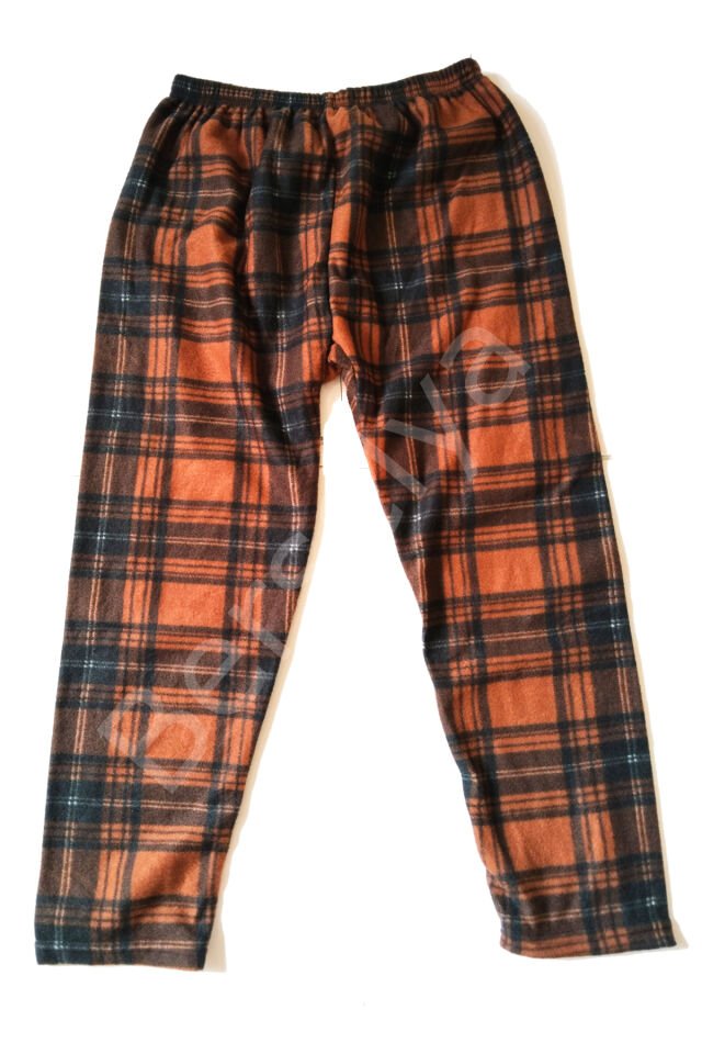 Unisex Polar Pijama Altı Termal Özellikli Ekose Desenli Büyük Beden Ev Giyim Cepsiz