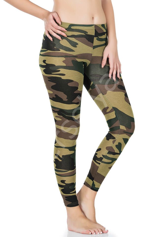 Kamuflaj Desenli Uzun Kadın Tayt 443