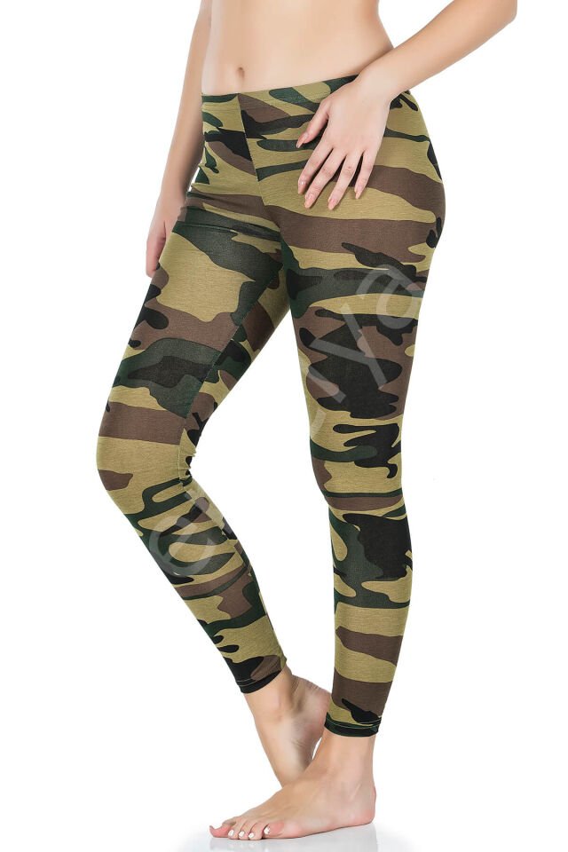 Kamuflaj Desenli Uzun Kadın Tayt 443