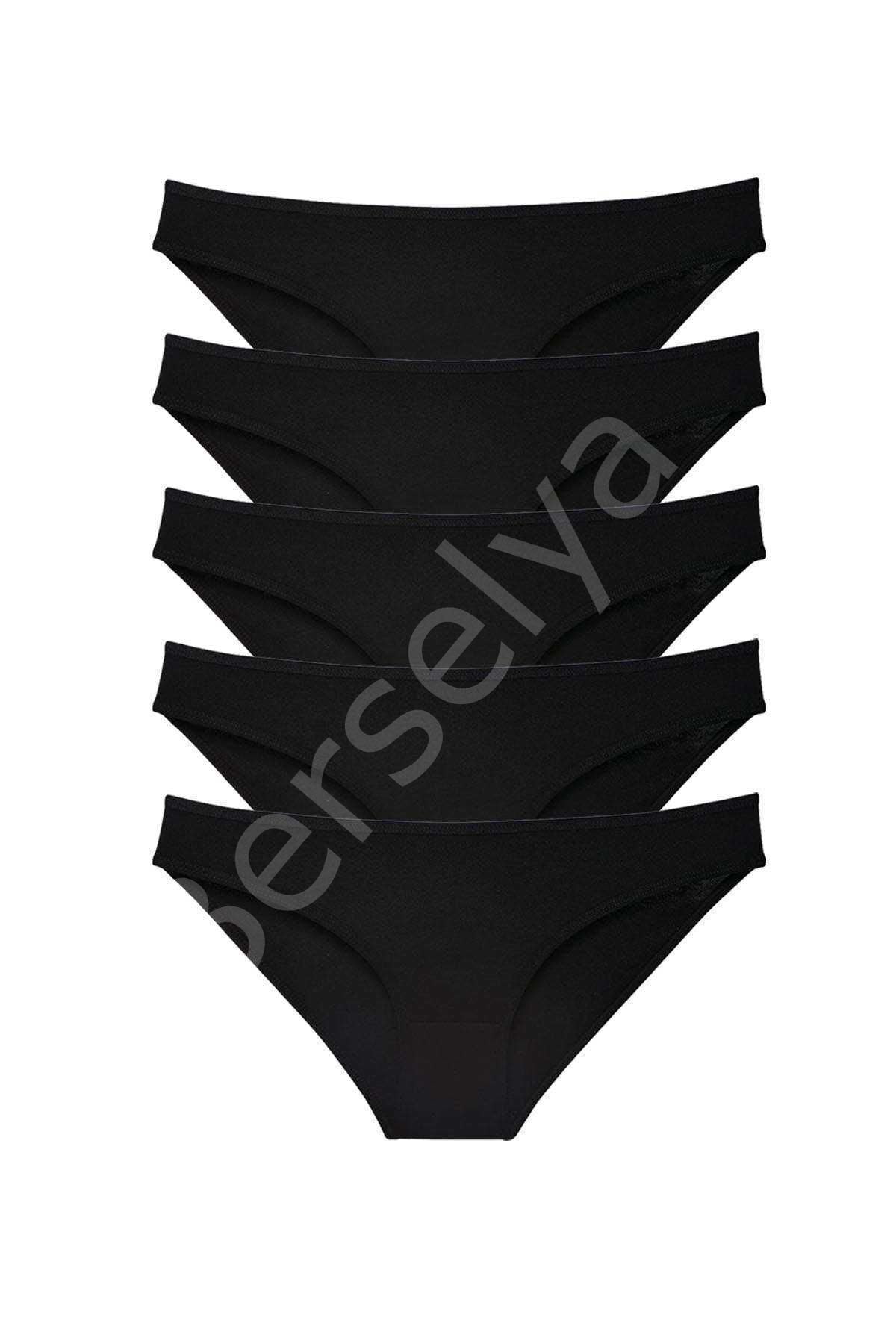 5 adet Süper Eko Set Likralı Kadın Slip Külot Siyah S