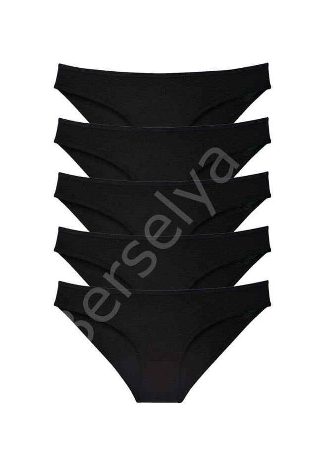 5 adet Süper Eko Set Likralı Kadın Slip Külot Siyah S