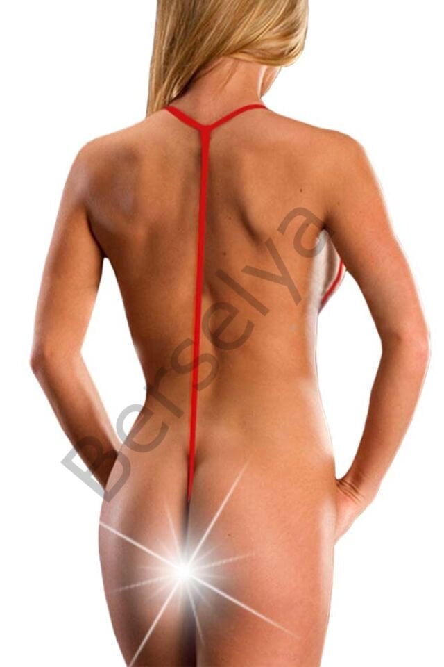 Özel Bölgeleri Açık Büyük Beden Kırmızı Fantezi Gecelik