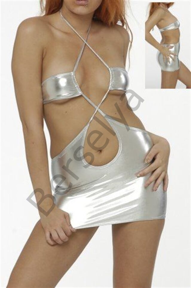 B060948 Lame Mini Elbise