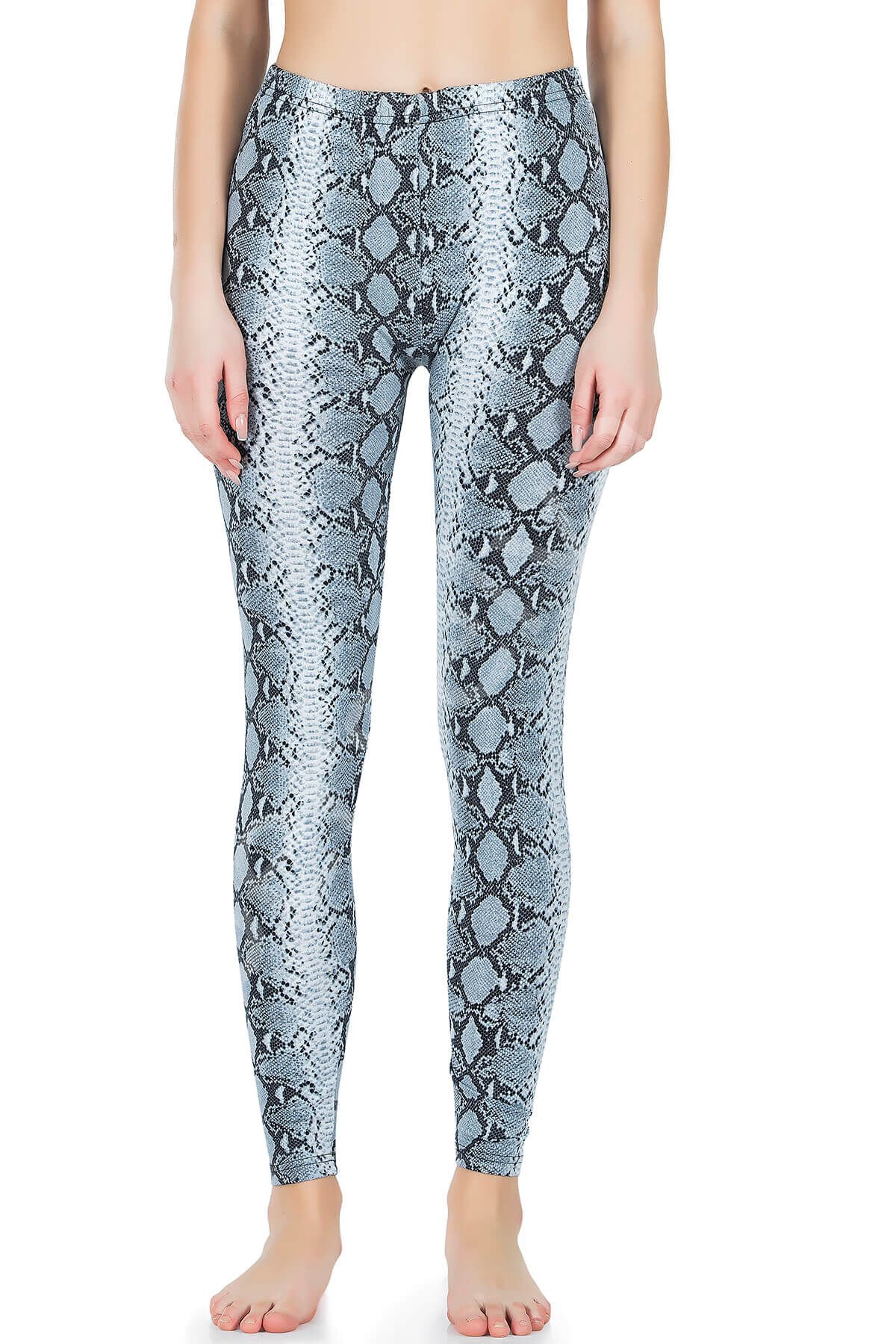 Yılan Derisi Görünümlü Uzun Kadın Tayt 444