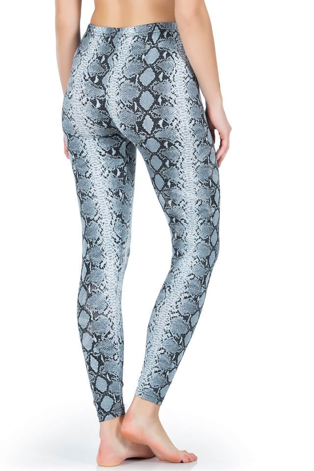 Yılan Derisi Görünümlü Uzun Kadın Tayt 444