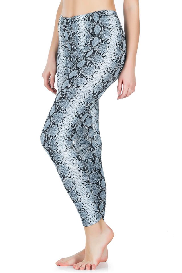 Yılan Derisi Görünümlü Uzun Kadın Tayt 444