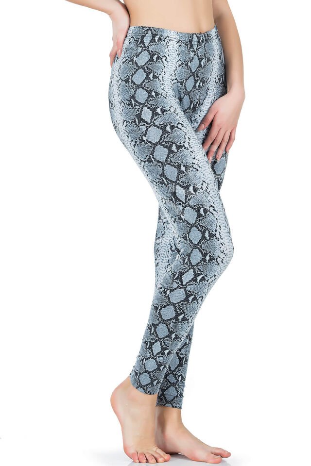 Yılan Derisi Görünümlü Uzun Kadın Tayt 444