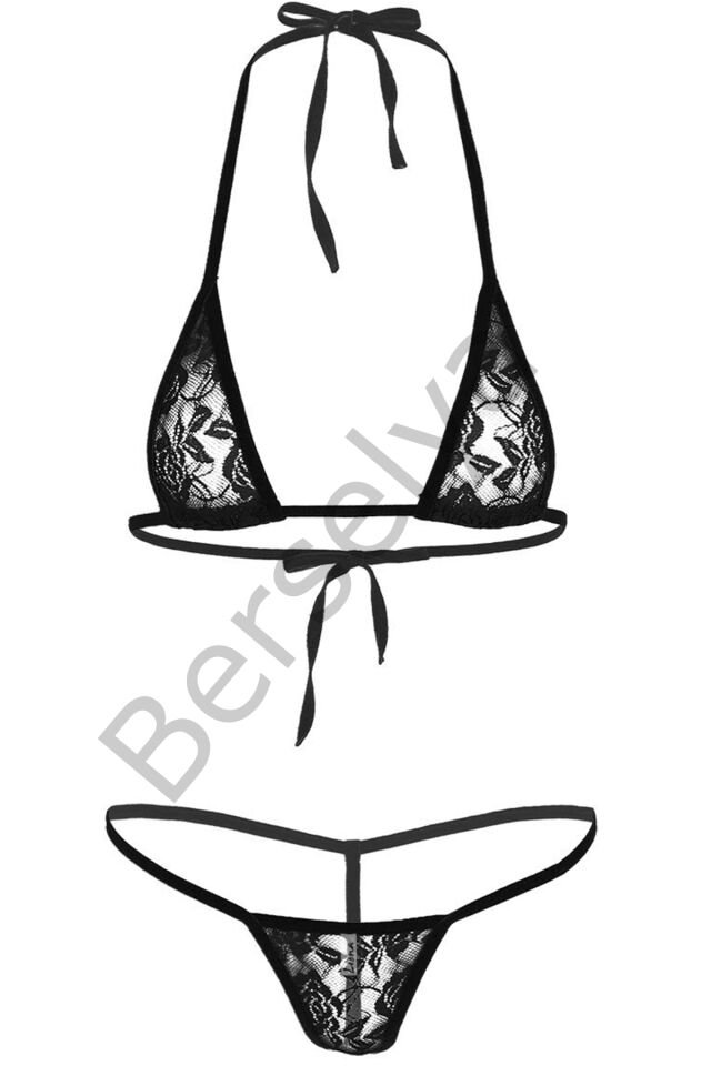 Dantelli Siyah Seksi Fantezi Sütyen Külot Takımı