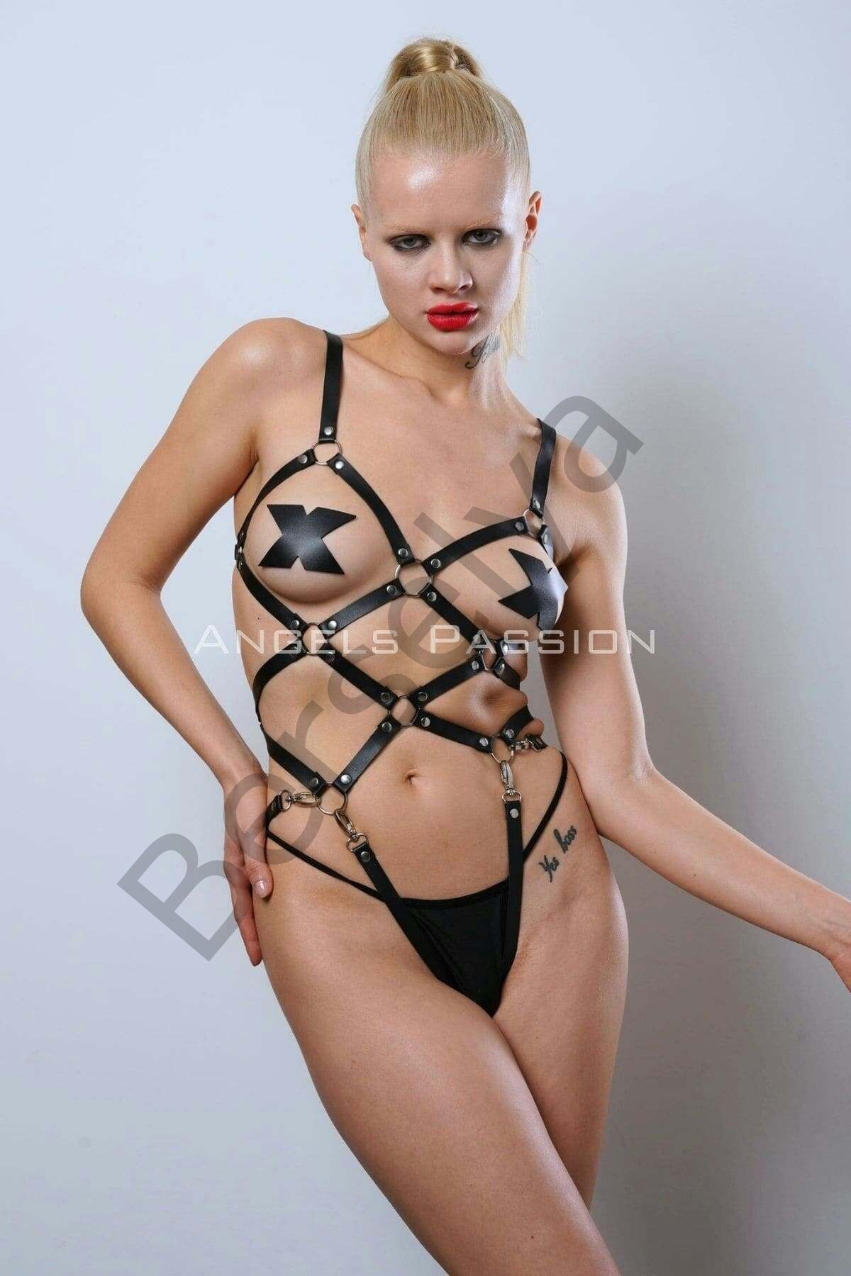 Deri Fantezi Giyim, Vücudu Saran Full Body Harness - Brf811