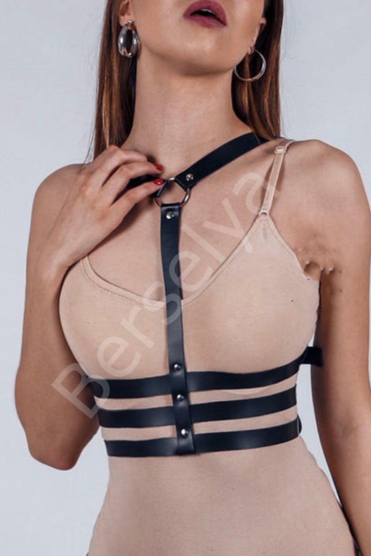Üç Sıralı Fantazi Deri Harness 1125