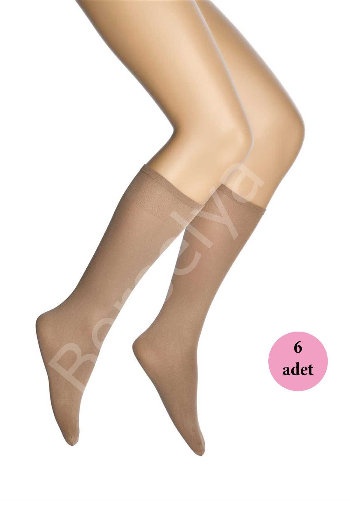 6 Adet Mikro 70 Dizaltı Kadın Çorap Bronz 38