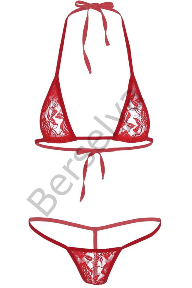 Büyük Beden Kadın Fantezi Kırmızı Sütyen String Takımı