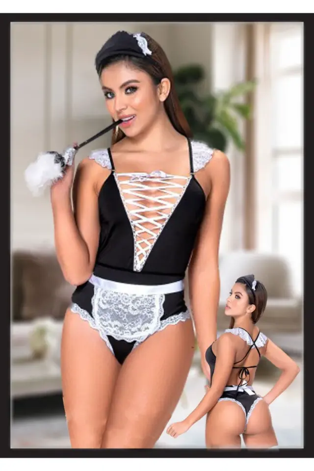 Kadın Seksi Babydoll Hizmetçi Costplay Fantezi Kostüm