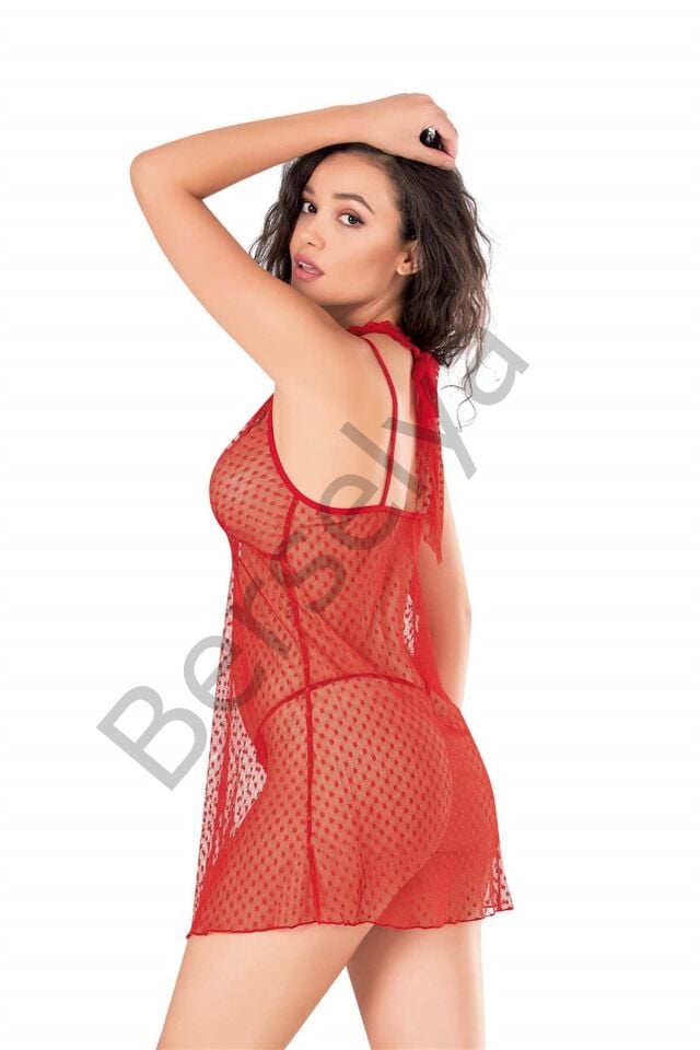 Kırmızı Kısa Tül Gecelik