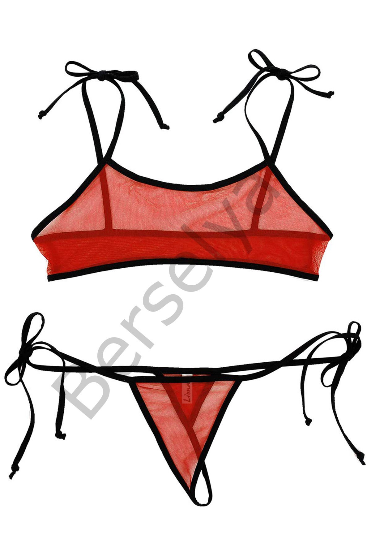 Kırmızı Fantezi Sütyen String Çamaşırı Takımı