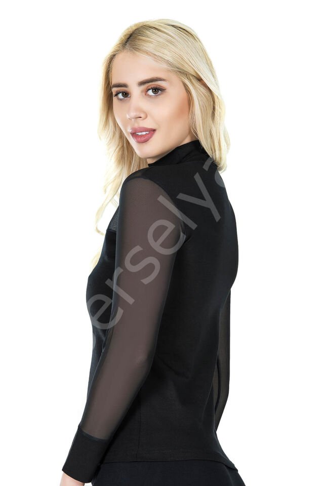 Balıkçı Yaka Transparan Kadın Tişört 296