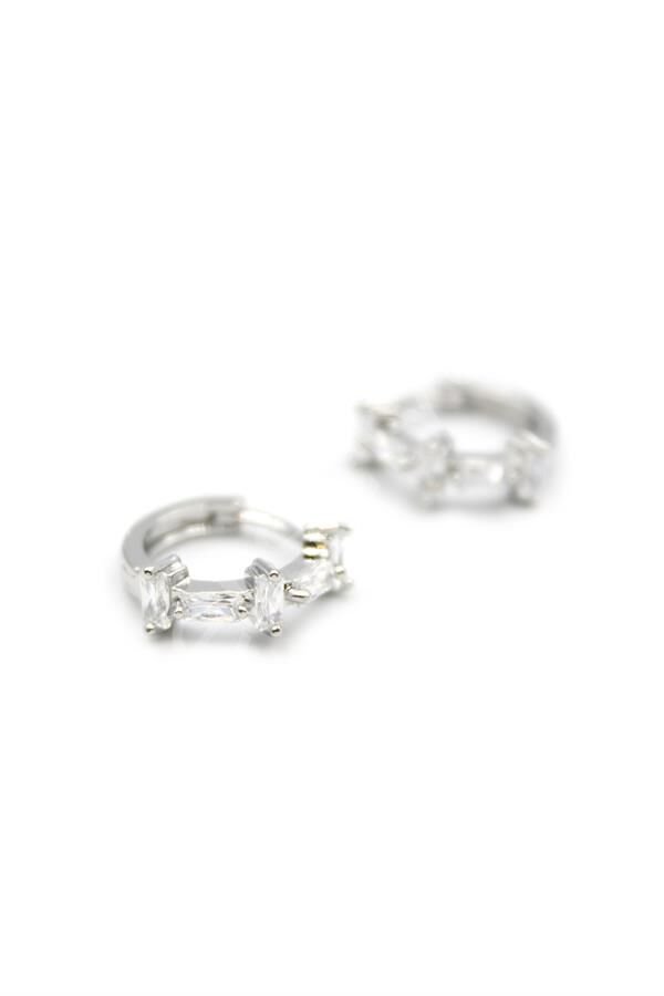 Taşlı Halka Küpe - Gümüş