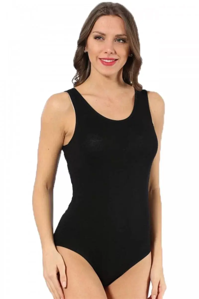 Bayan Kalın Askılı Body Siyah