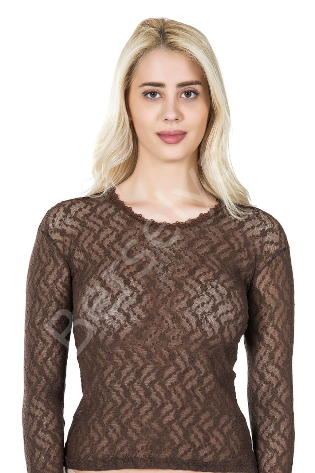 Uzun Kol Dantelli Kadın Tişört 279