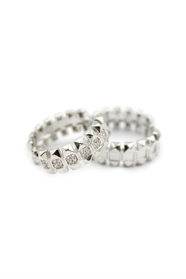 Taşlı Halka Küpe - Gümüş