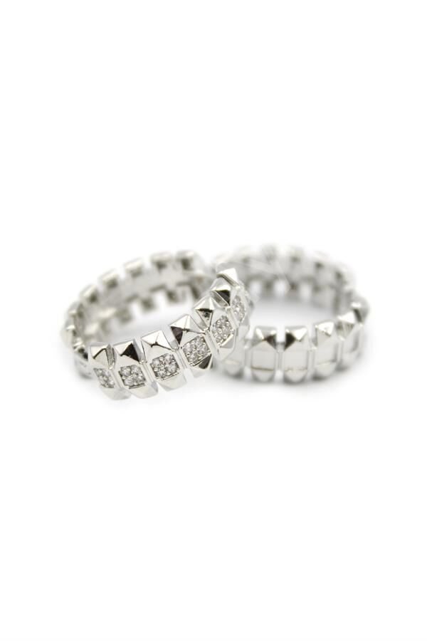 Taşlı Halka Küpe - Gümüş