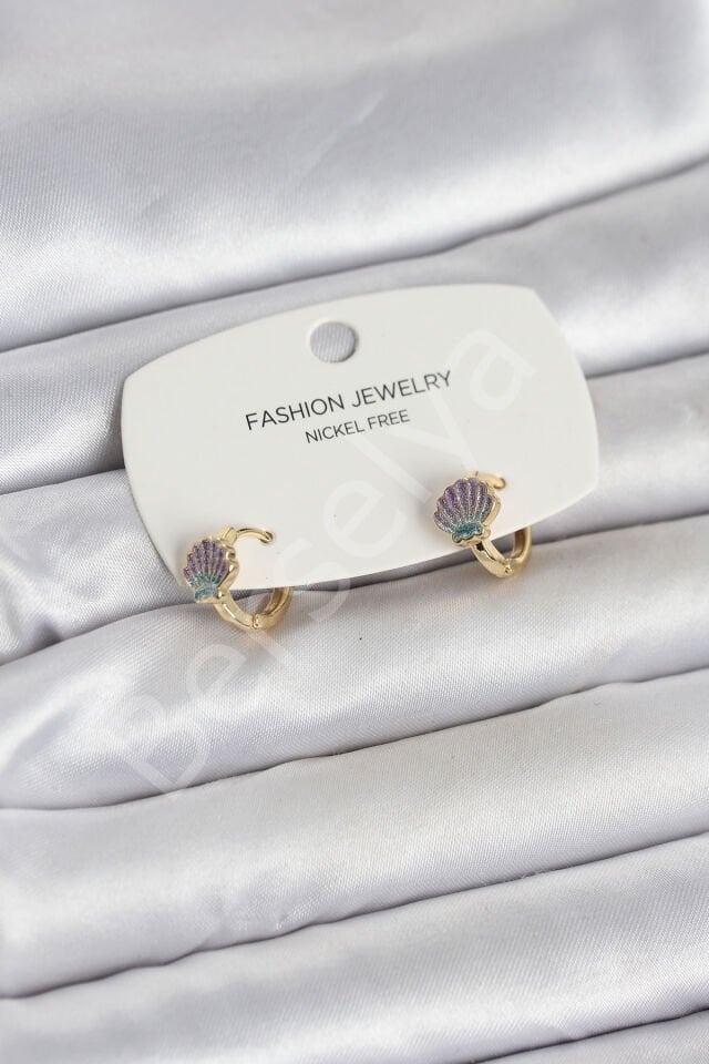 Deniz Kabuğu Model Gold Pirinç Çocuk Küpe